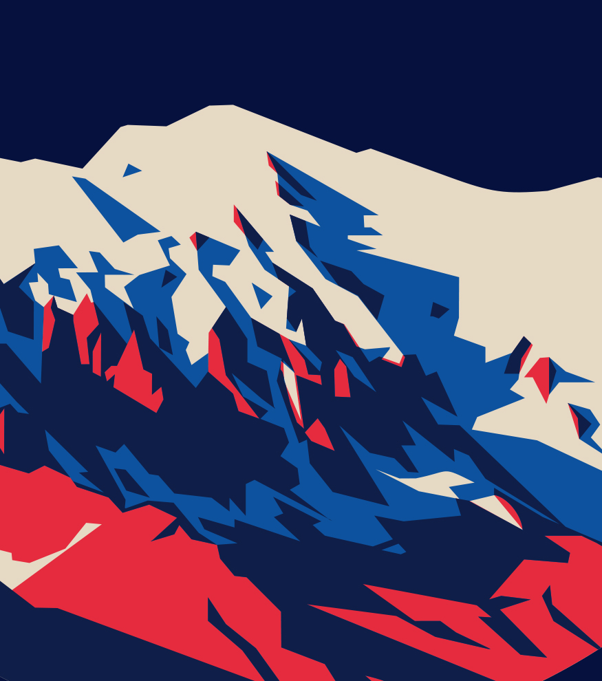 illustration bleu blanc rouge montagne alpina savoie